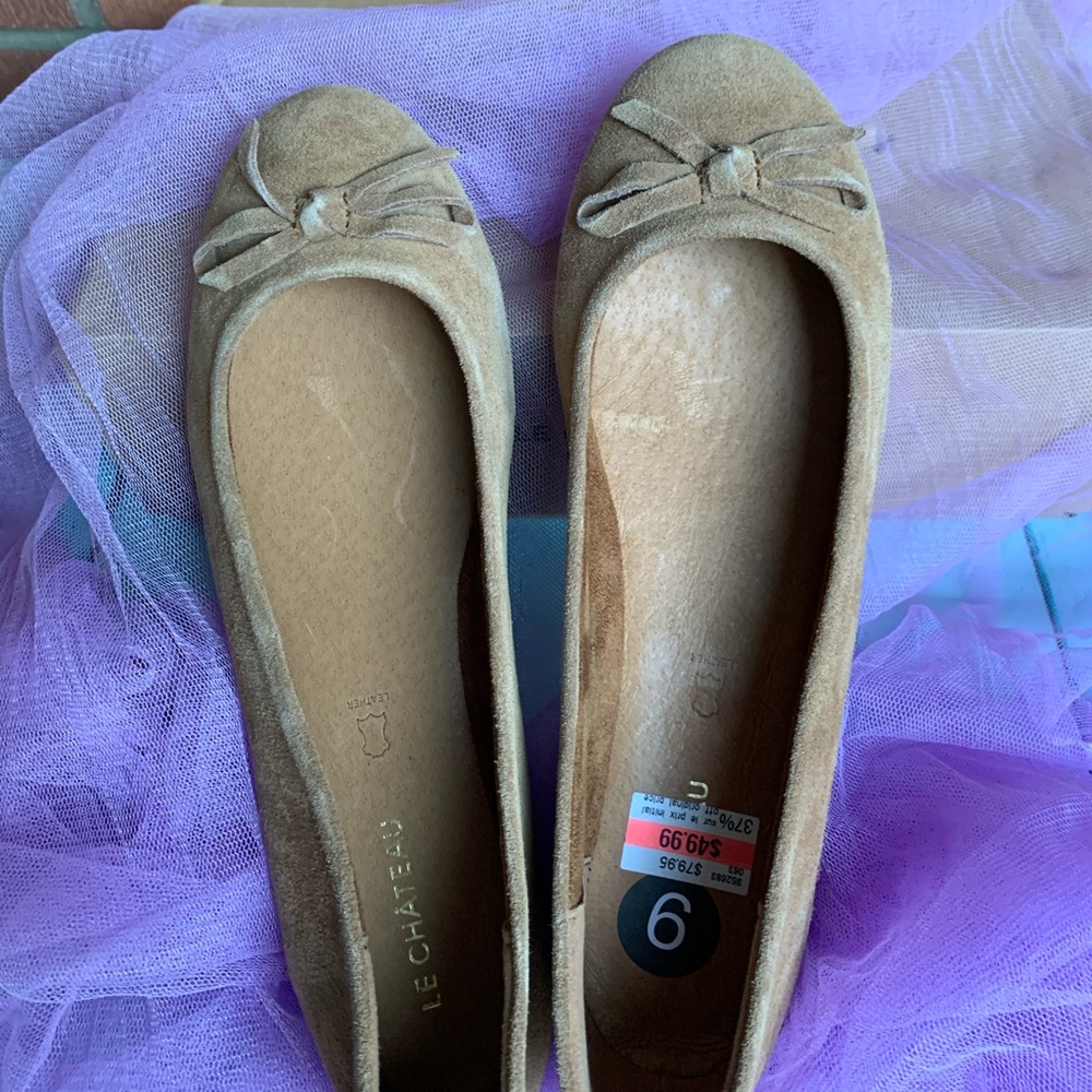 NIB💯Suede Leather bow ballet flats